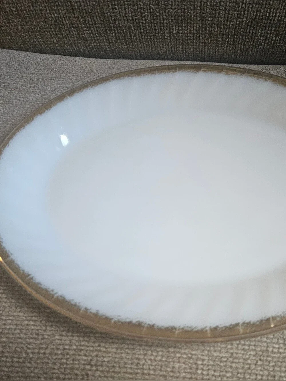 Vintage Fire King White Milk Glass Swirl Oval Serving Platter